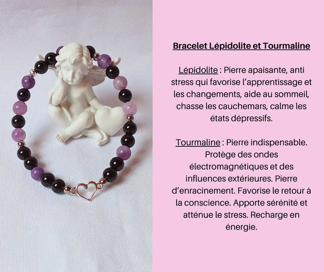 230- Bracelet Lépidolite et Tourmaline