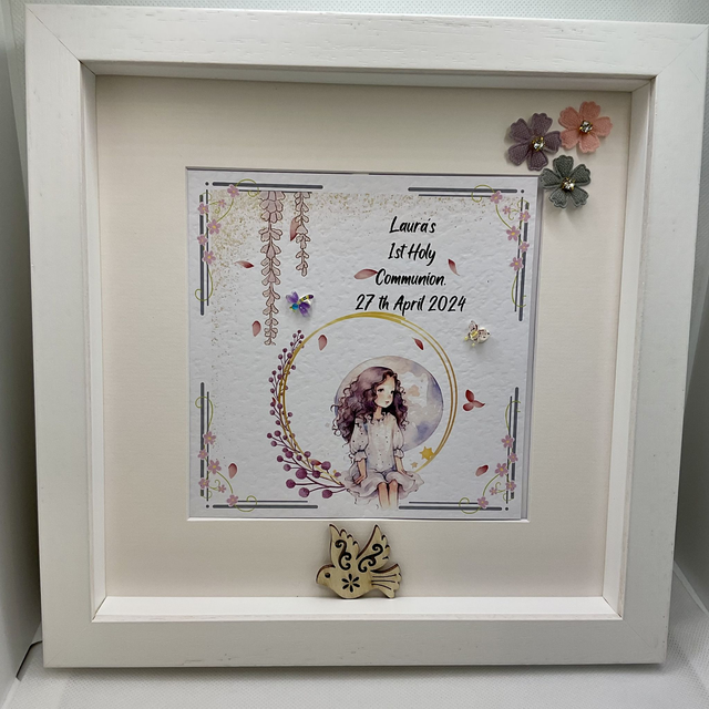 Personalised First Communion frame. Handmade Gift for communions/girls/teenagers/1st Communion Keepsake