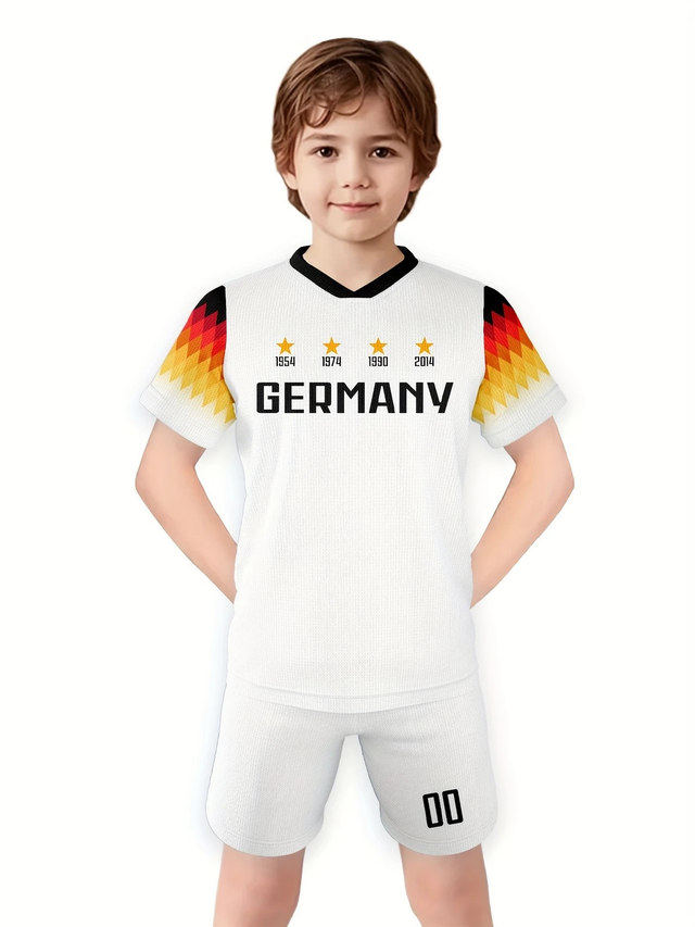 Boys Customizable Germany Soccer Jersey &amp; Shorts Set