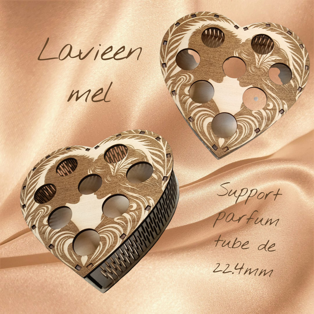 porte parfum tube en bois motif couple