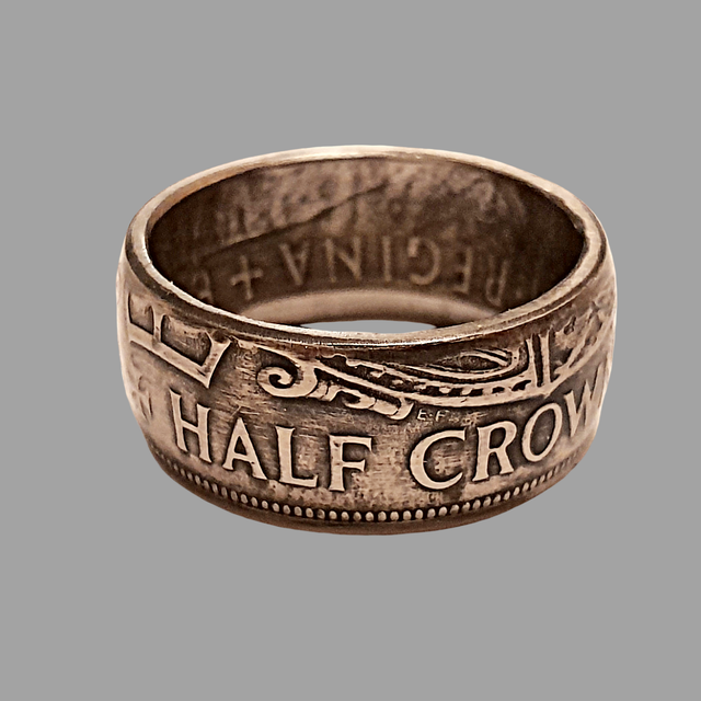 RESERVED FOR ANDY: British Half Crown 1967 Coin Ring  
