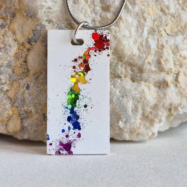 Concrete Pendent with Rainbow glitter