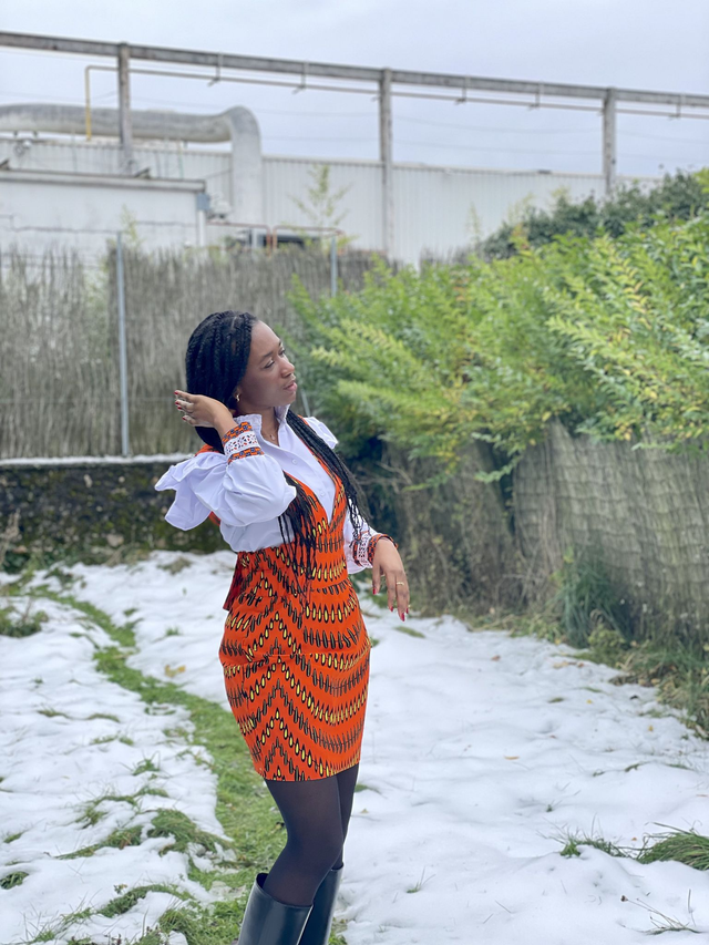 Jupe Ornella orange à bretelles 