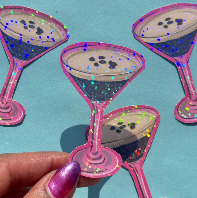 Espresso Martini Cocktail Holographic Sticker