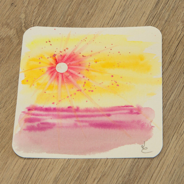 Carte décorative - Soleil rose