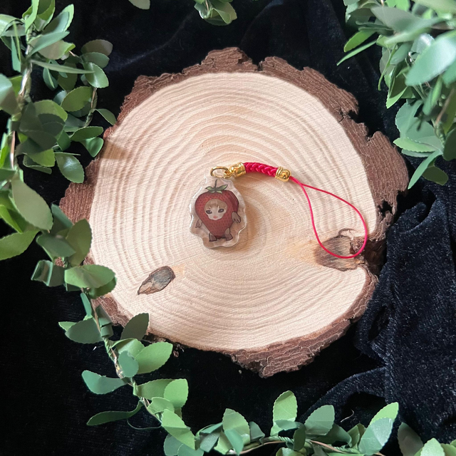 Phone Charm Gato comida // Fresa