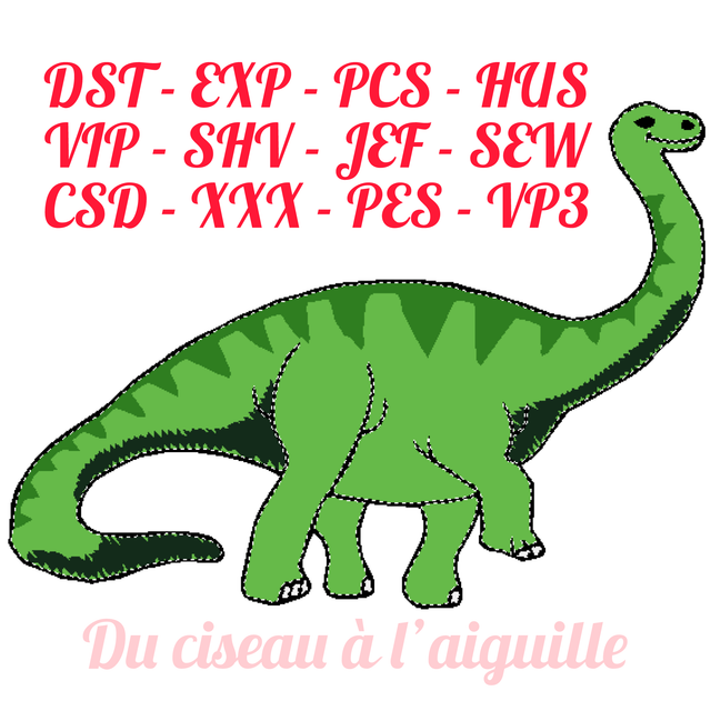 fichier broderie Diplodocus - Cadre 10x10 / 12 Formats