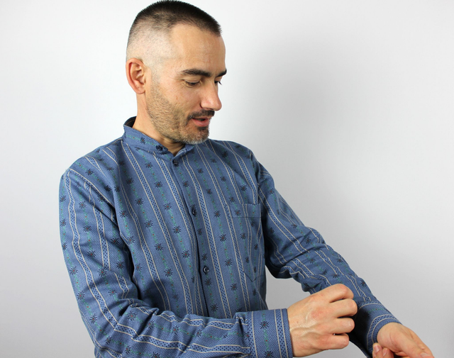 Chemise sans Col L.M Bleu Marine