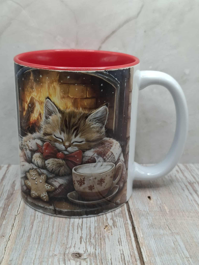 Mug rouge chat personnalisable