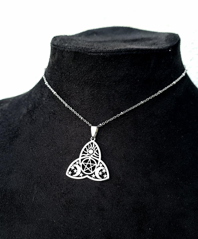 Collier "Fool Moon Protection" en acier inoxydable argenté 