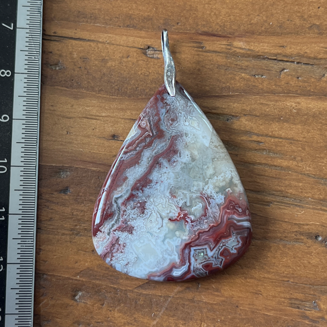 Pendentif en Agate Crazy Lace et bélière argent 