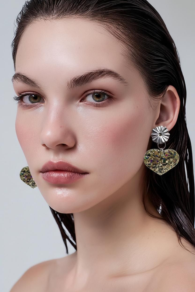 Boucles cœur grand modèle -Collection Champagne nocturne 