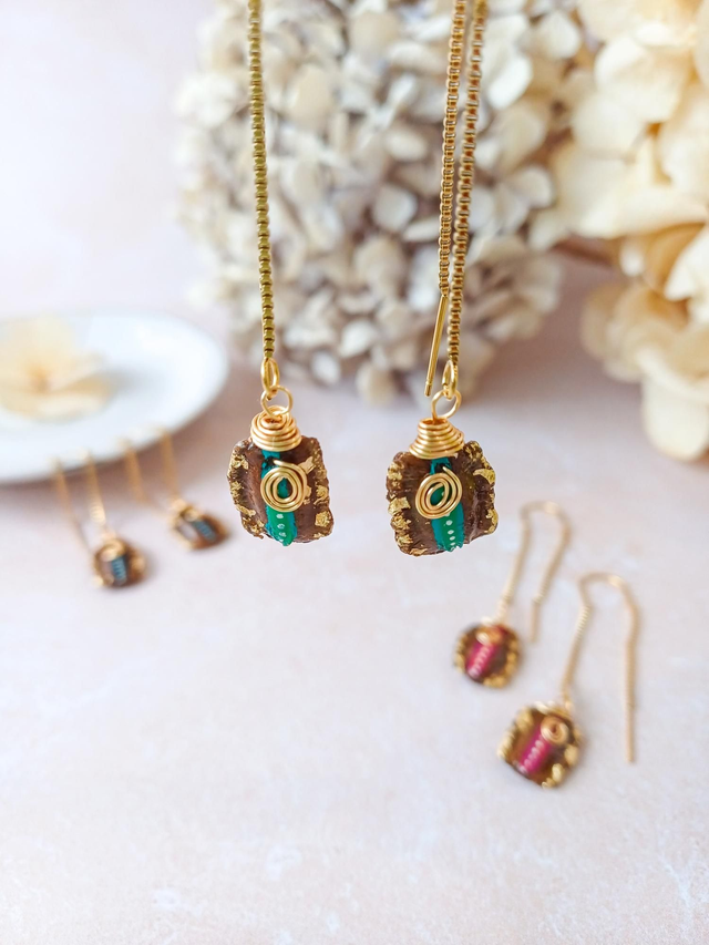 " Pépita " Boucles d'oreilles graines de courges Lagenaria