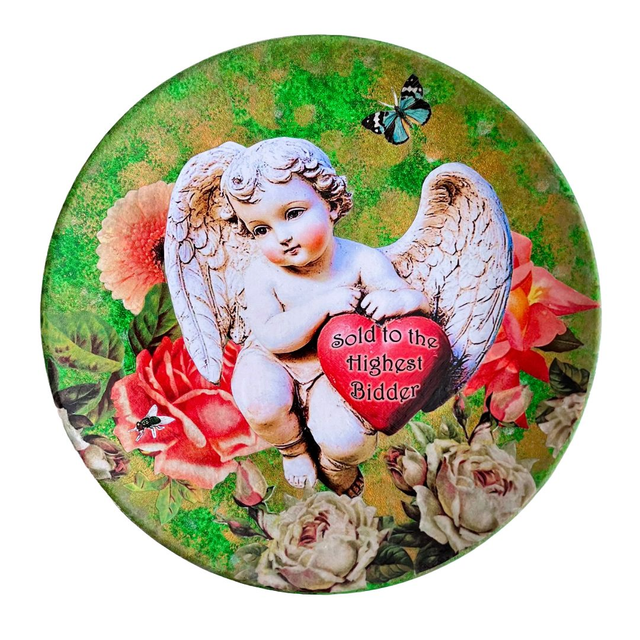 Green Upcycled Wall Plate - "Sold to the Highest Bidder" by House of Frisson