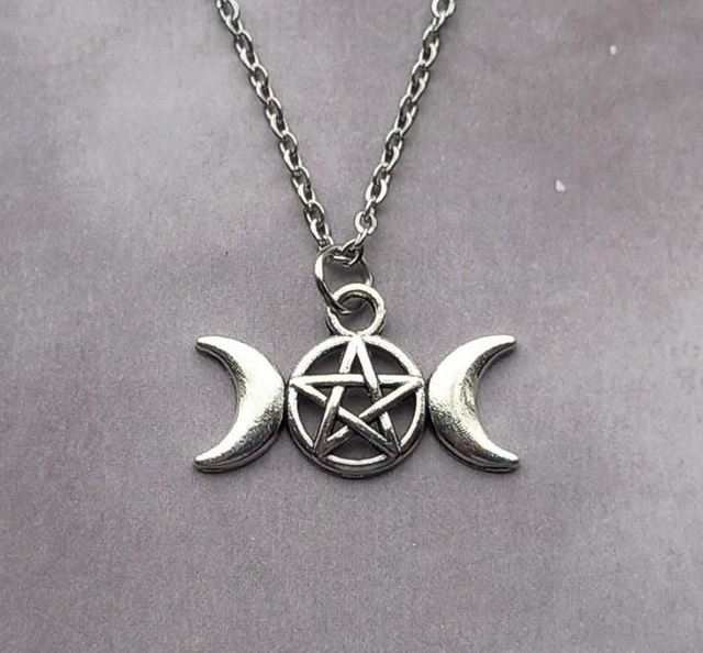 Triple Moon Pentagram Necklace 