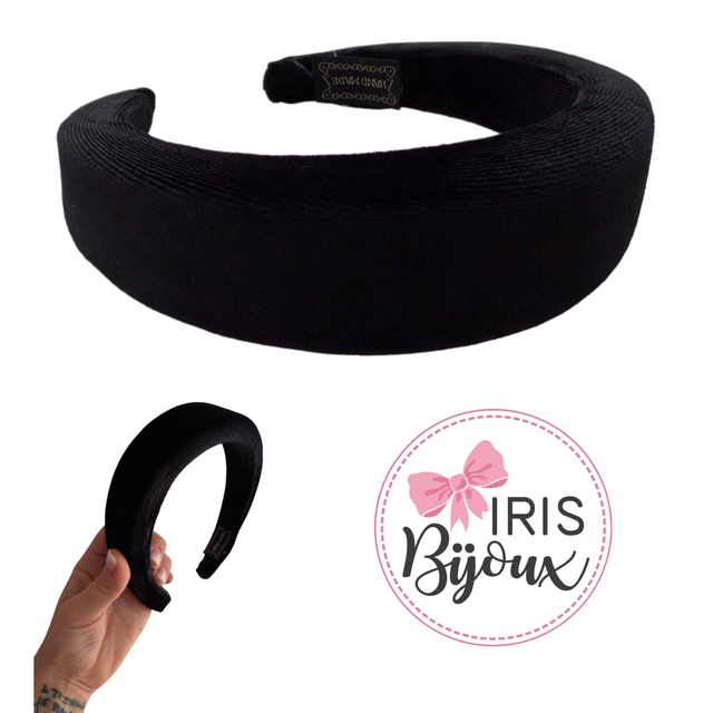 Cerchietto bombato liscio in velluto NERO