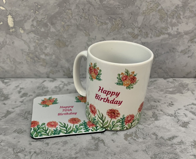Happy birthday Mug With A Coaster 