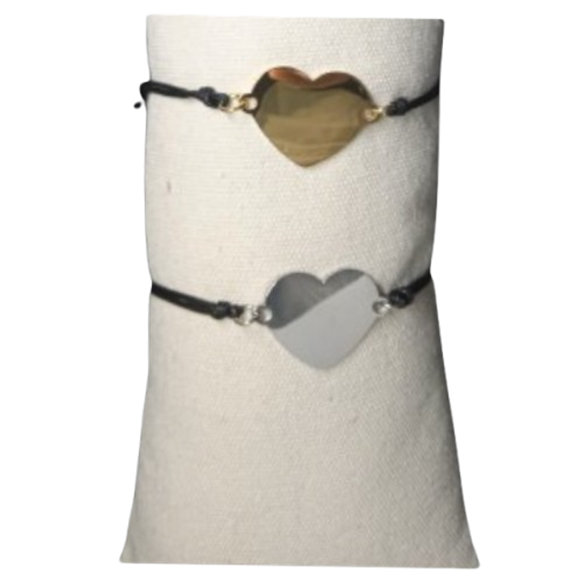 bracelet chaine cuir cœur a graver en acier inoxydable 