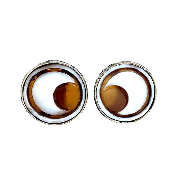 Orecchini luna con cammeo sardonico modello 0398