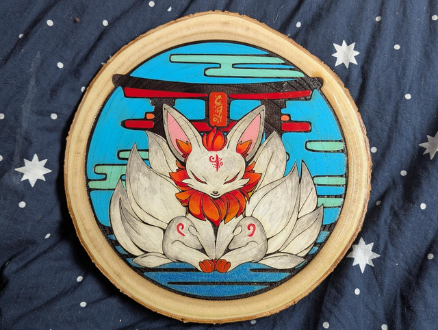 Rondin d'Asie - "Kitsune Gardien du Temple"