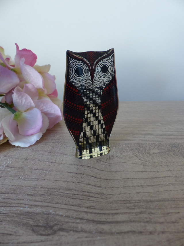 Vintage Abraham Palatnik Sculpture Figurine Hibou Oiseau Orange et Noir Lucite Op Art