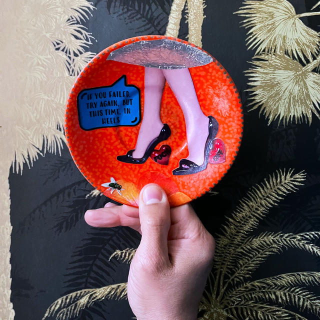 "If You Failed, Try Again, But This Time, In Heels" Orange Upcycled Trinket Dish