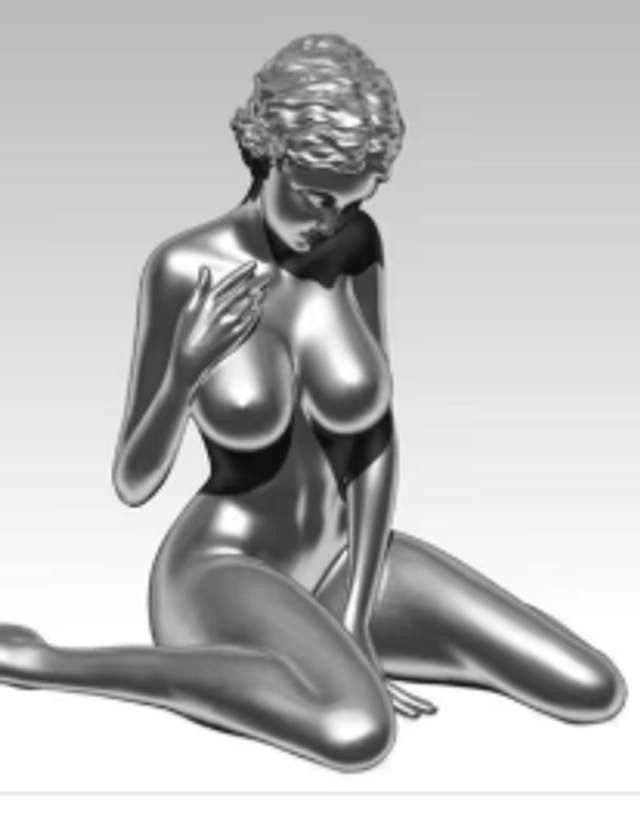 Prachtig beeldje zittend meisje zilverkleurig (15cm)