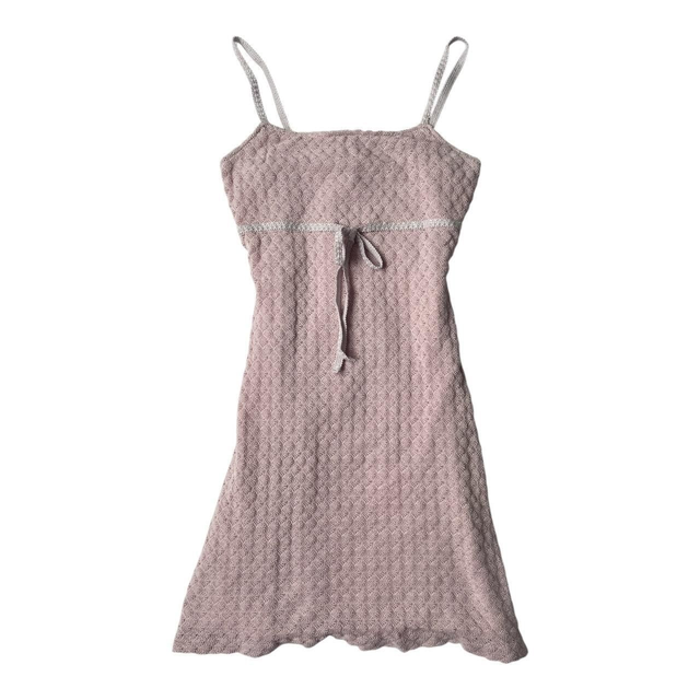 Japanese Brand Pink Crochet Overlay Mini Dress 
