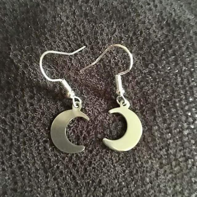 Silver moon on silver plated ear hooks 