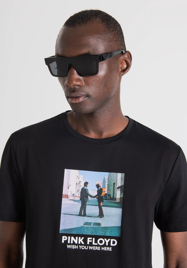 Antony Morato T-SHIRT SLIM FIT IN PURO COTONE CON STAMPA GOMMATA PINK FLOYD