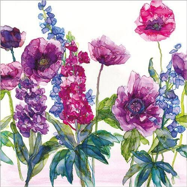 Stocks, Poppies and Delphiniums