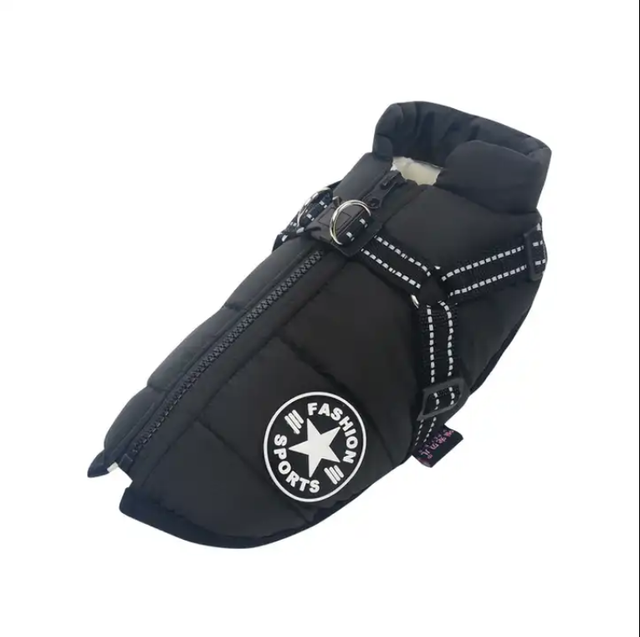 Waterproof Dog Coat With Harness 2 in 1 / Fluffy Fleece Lining / E007