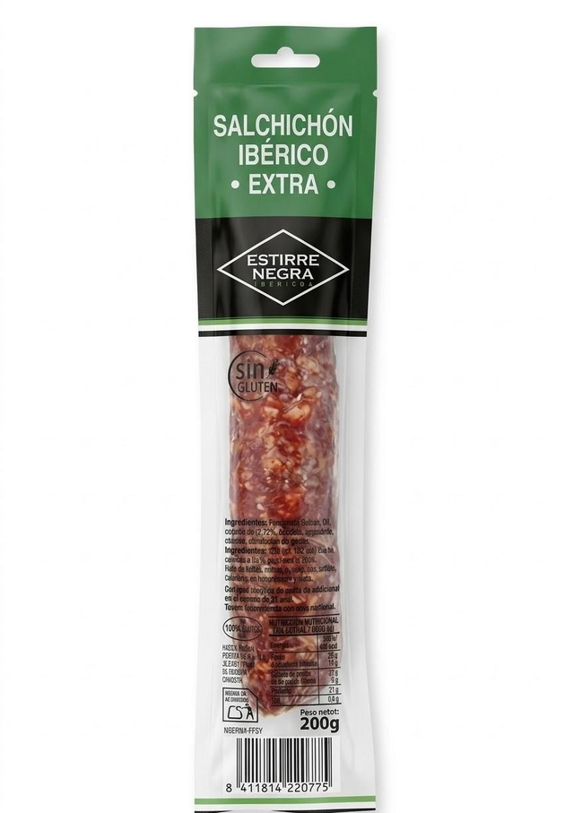 Salchichón y Chorizo Ibérico Extra Estirre Negra (200g)

