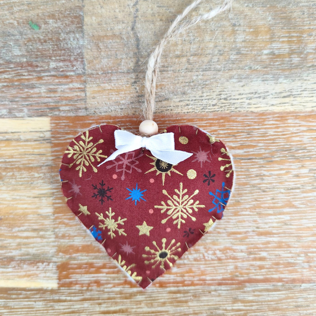 Suspension Coeur Flocons Marron &amp; Doré