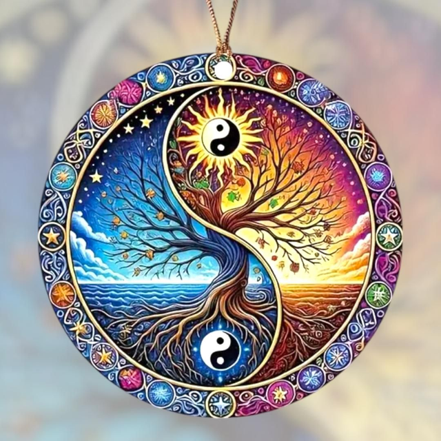 Plaque en bois &quot;Yin &amp; yang&quot;