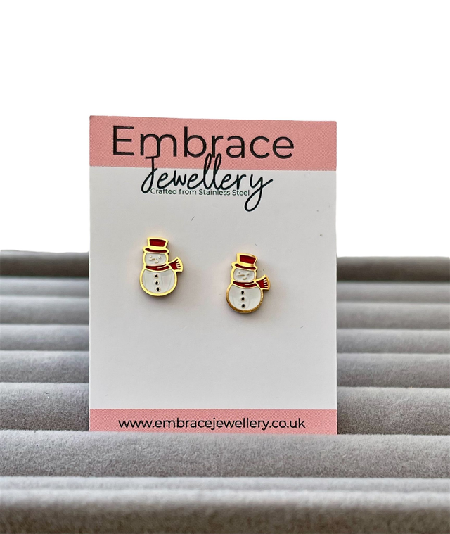 Gold Snowman Mini Comfort Back Studs