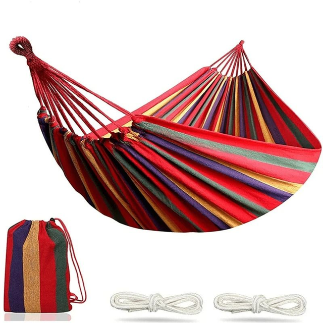 Kleurige canvas een persoons hangmat - rood (260x80cm)