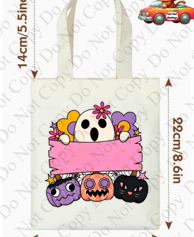 pink ghost trick or treat bag