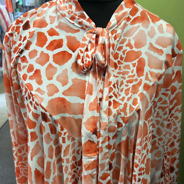 LMF - White & Orange Shirt with Tie Front - Free Size - 1834