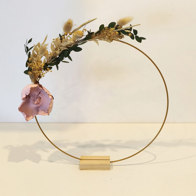 Couronne fleurs séchées Terre d’Été – eucalyptus, lagurus &amp; phleum – 30 cm