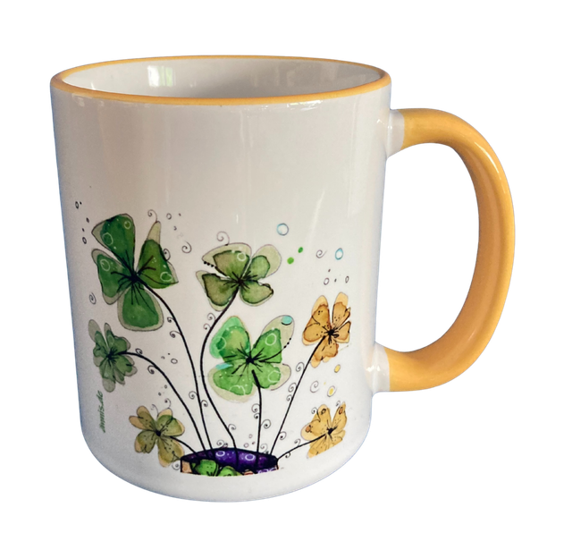 Keramiktasse "Kleeblätter"