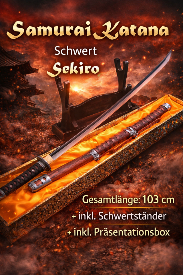 NEU Samurai Katana Schwert Sekiro 103cm groß 1,5kg für Cosplay Sammler Fans LARP Merch Deko