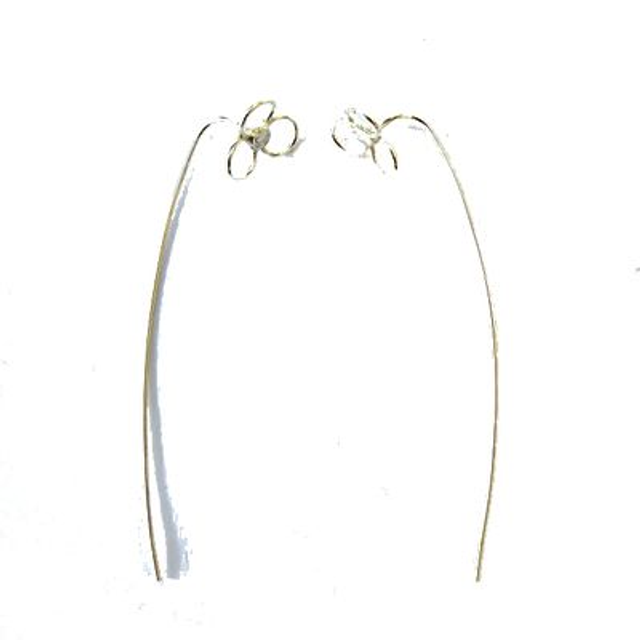 Bloem zilveren lange oorstekers