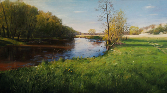 Wiosna, 70x125 olej płótno 2025 oprawiony