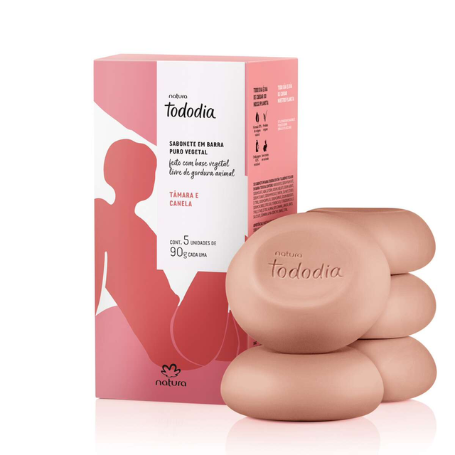 Sabonete em Barra Puro Vegetal Tâmara e Canela Tododia - 5un de 90g