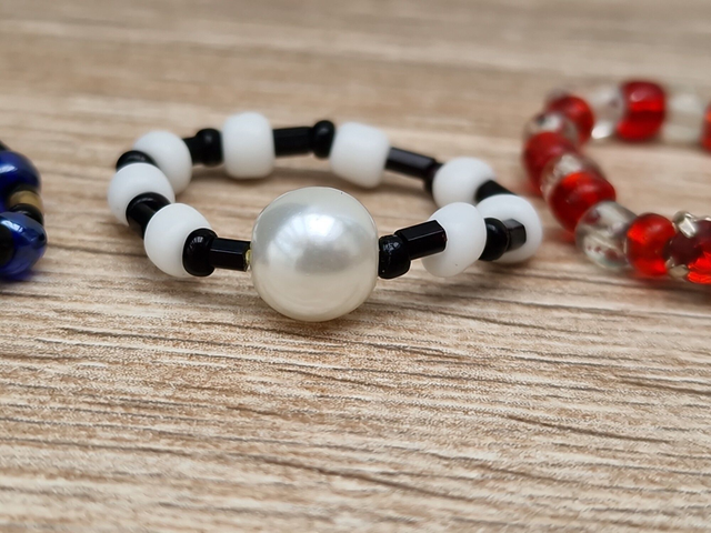 Lot 4 Bagues Elastique Perles Strass