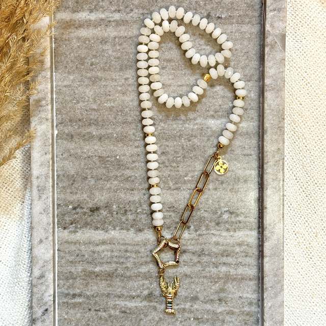 STELLA Jade weiß (handgeknotet)