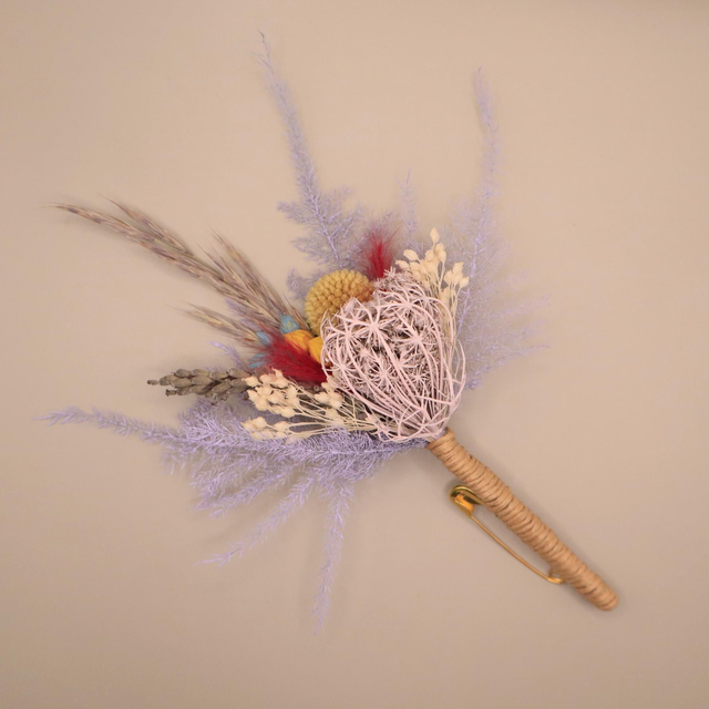 Boutonnière fleurs séchées-Mariage bohème- "EDGAR"