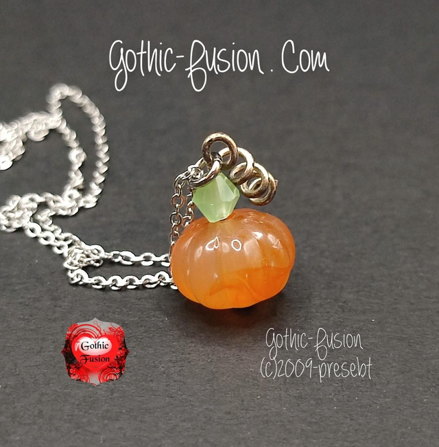 Orange Pumpkin Autumn Necklace 