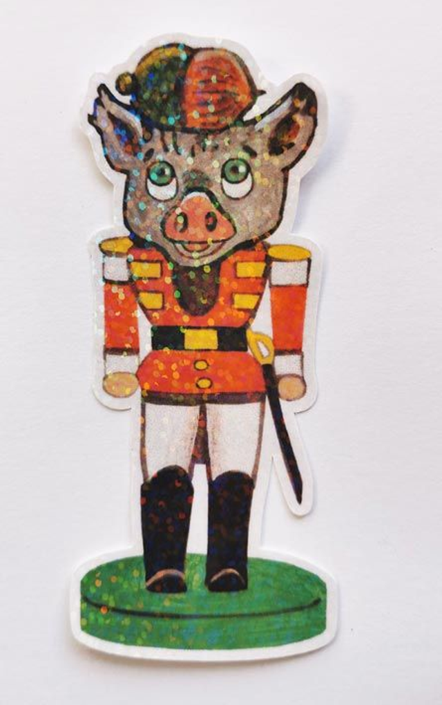 Die-Cut-Sticker "Christmas Nussknacker Wildschwein"
